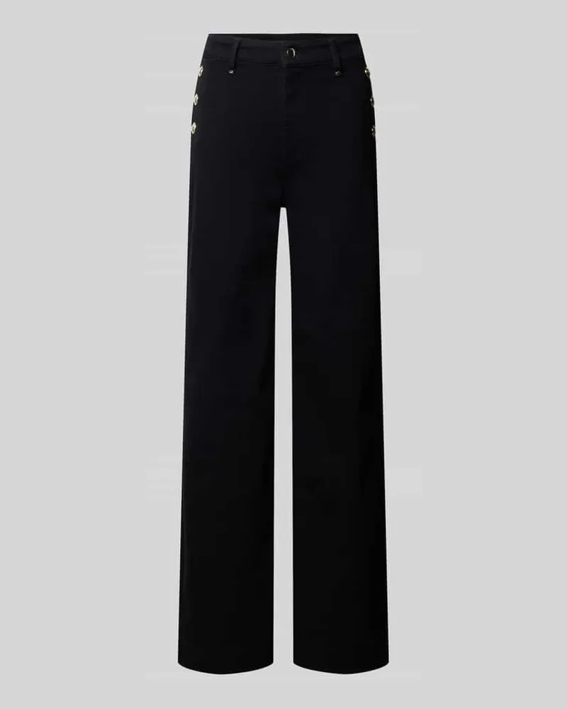 Guess High Waist Palazzo Jeans mit seitlichen Knöpfen Black