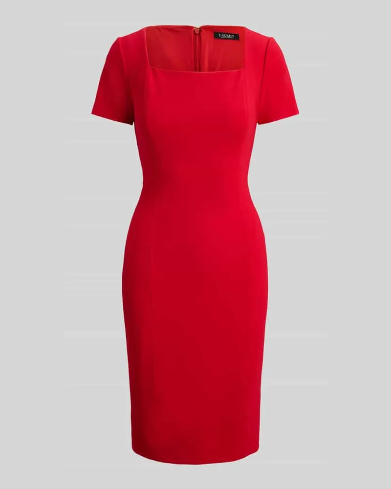 Ralph Lauren Cocktailkleid mit Karree-Ausschnitt Rot
