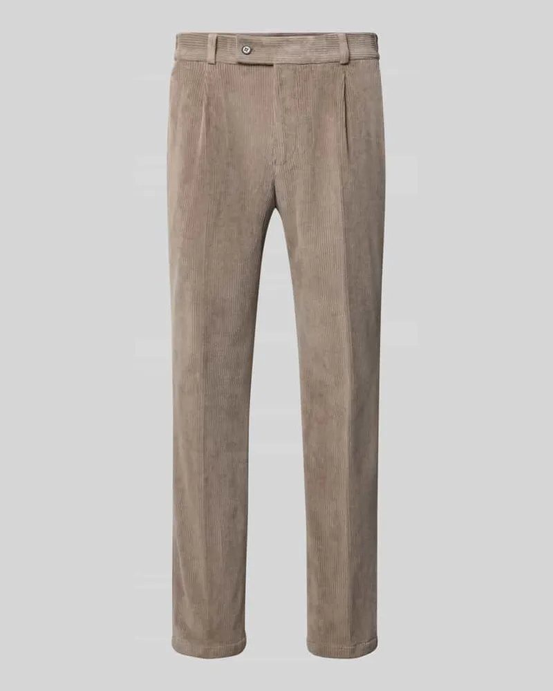 Zuitable Slim Fit Hose aus Baumwoll-Mix in Cord-Optik Modell 'Cliffer Sand