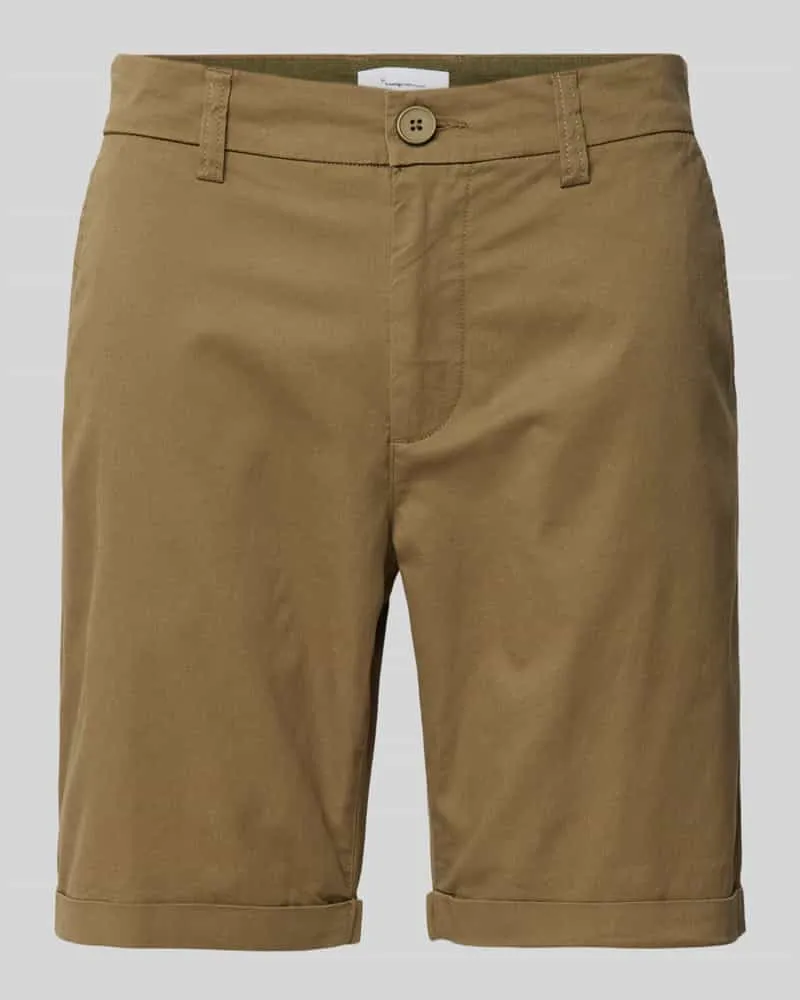 Knowledge Cotton Apparel Regular Fit Bermudas Modell 'CHUCK Oliv