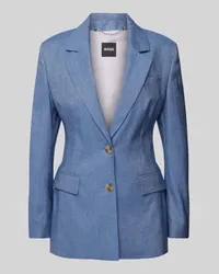 HUGO BOSS Blazer aus Leinen-Mix mit Pattentaschen Modell 'Jerela Jeansblau