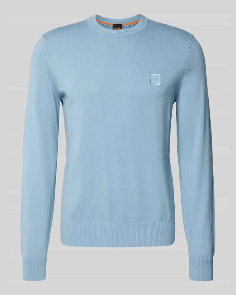 HUGO BOSS Regular Fit Strickpullover aus Baumwoll-Kaschmir-Mix Modell 'KANOVANO Hellblau