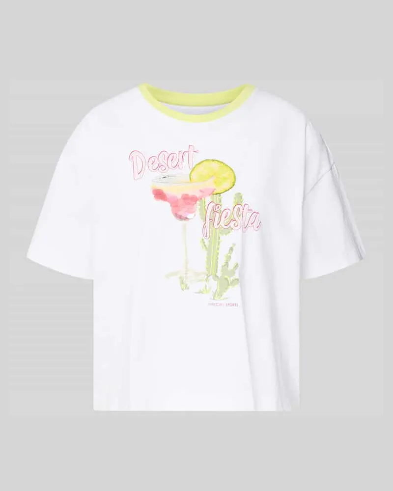 Marc Cain T-Shirt mit Motiv-Print und Rundhalsausschnitt Weiss