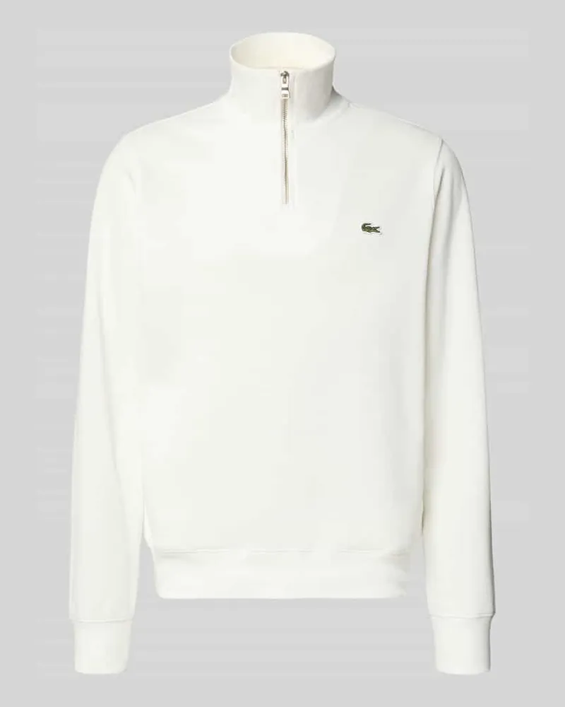 Lacoste Regular Fit Troyer aus reiner Baumwolle Offwhite
