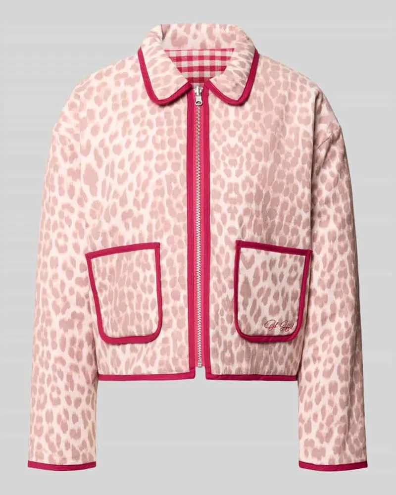 OH APRIL Jacke mit Eingrifftaschen und Logo-Stitching Rosa
