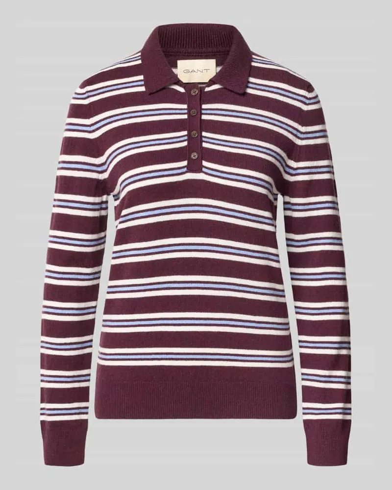 Gant Regular Fit Pullover aus reiner Wolle Bordeaux