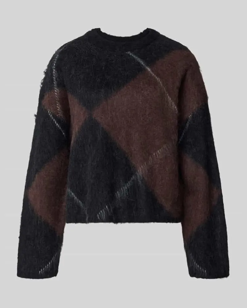 OPUS Pullover aus Alpaka-Woll-Mix mit Rippabschlüssen Modell 'Pargyle Black