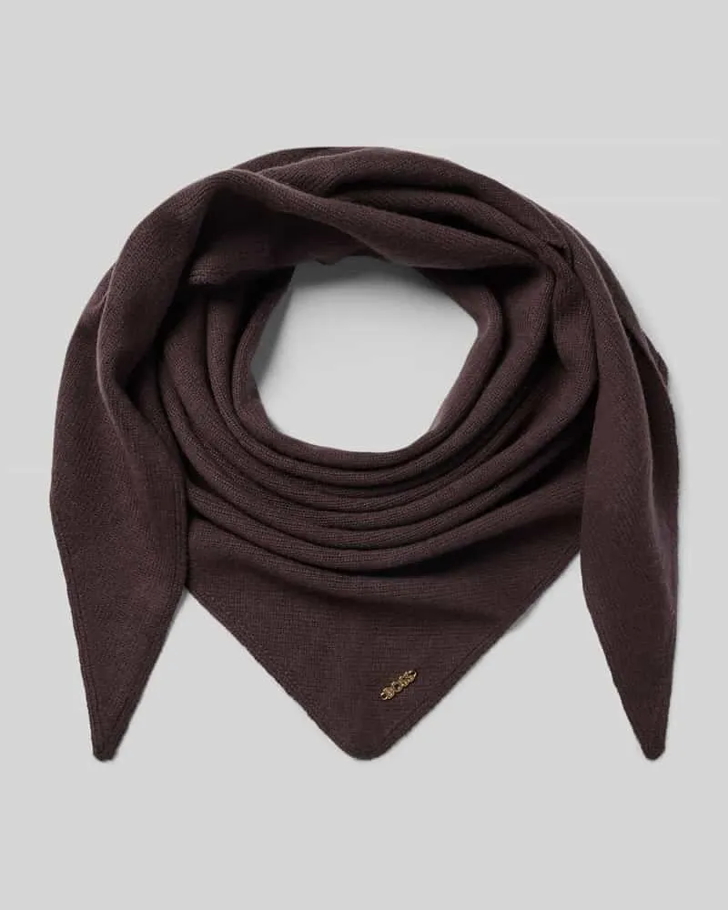 HUGO BOSS Schal aus Wolle Kaschmir mit Logo-Detail Dunkelbraun