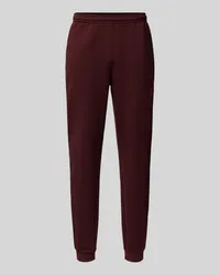 Lacoste Tapered Fit Sweatpants mit Label-Print Modell 'HERITAGE Bordeaux