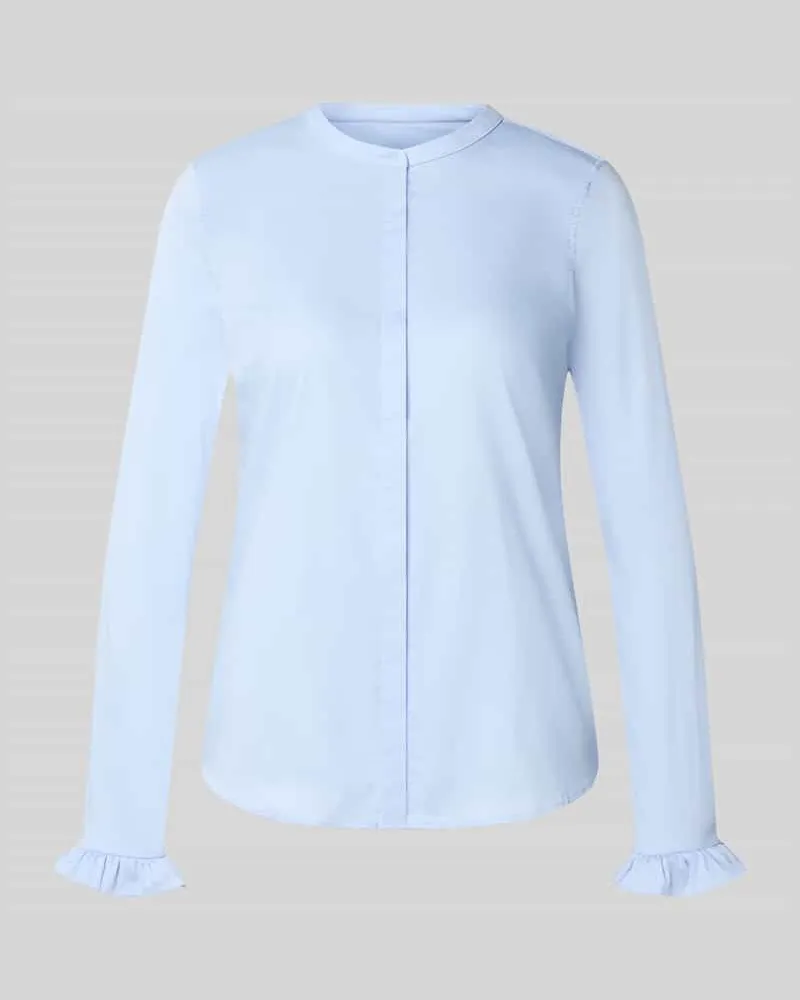 Mos Mosh Bluse mit Mao-Kragen und Rüschenärmeln Modell 'Mattie Hellblau