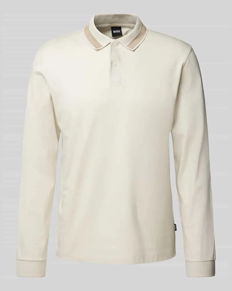 HUGO BOSS Poloshirt mit Label-Detail Modell 'Pleins Offwhite