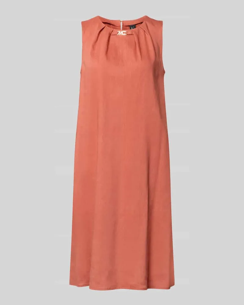 Marc Cain Knielanges Businesskleid aus Leinen-Mix mit Label-Detail Rostrot
