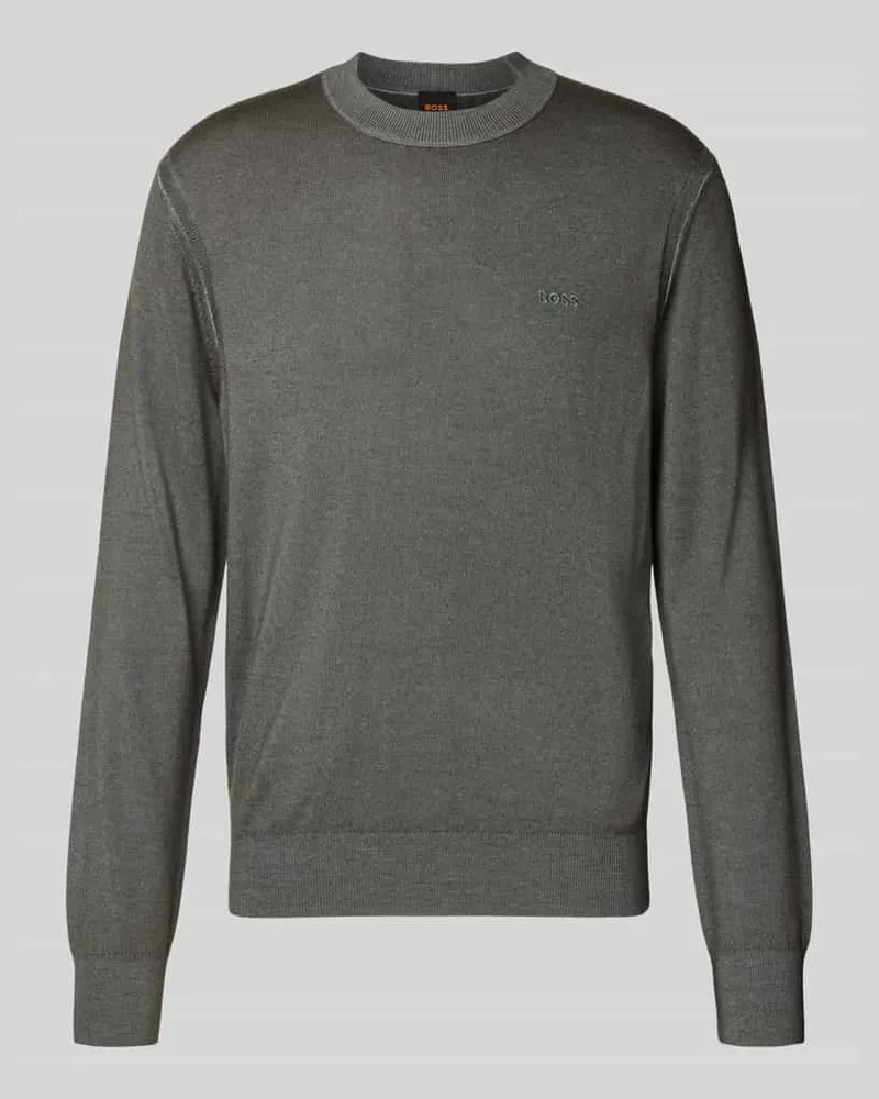 HUGO BOSS Regular Fit Pullover aus reiner Schurwolle Modell 'Kestefo Khaki