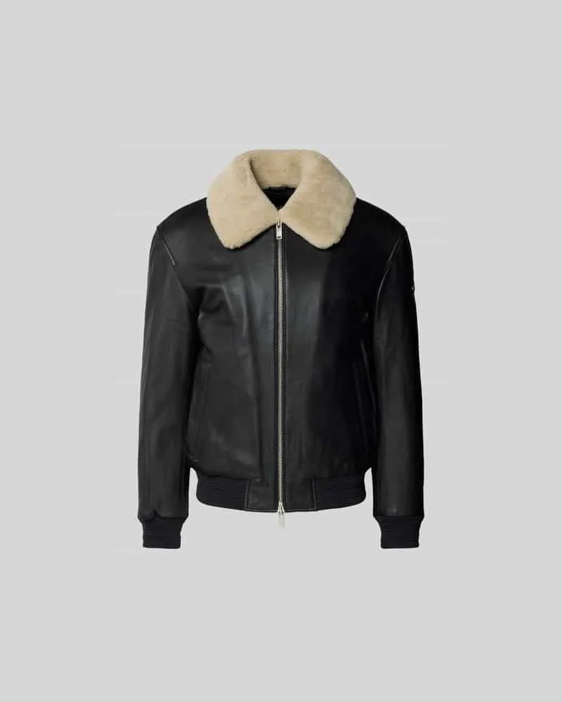 Moose Knuckles Regular Fit Jacke aus echtem Lammleder Black