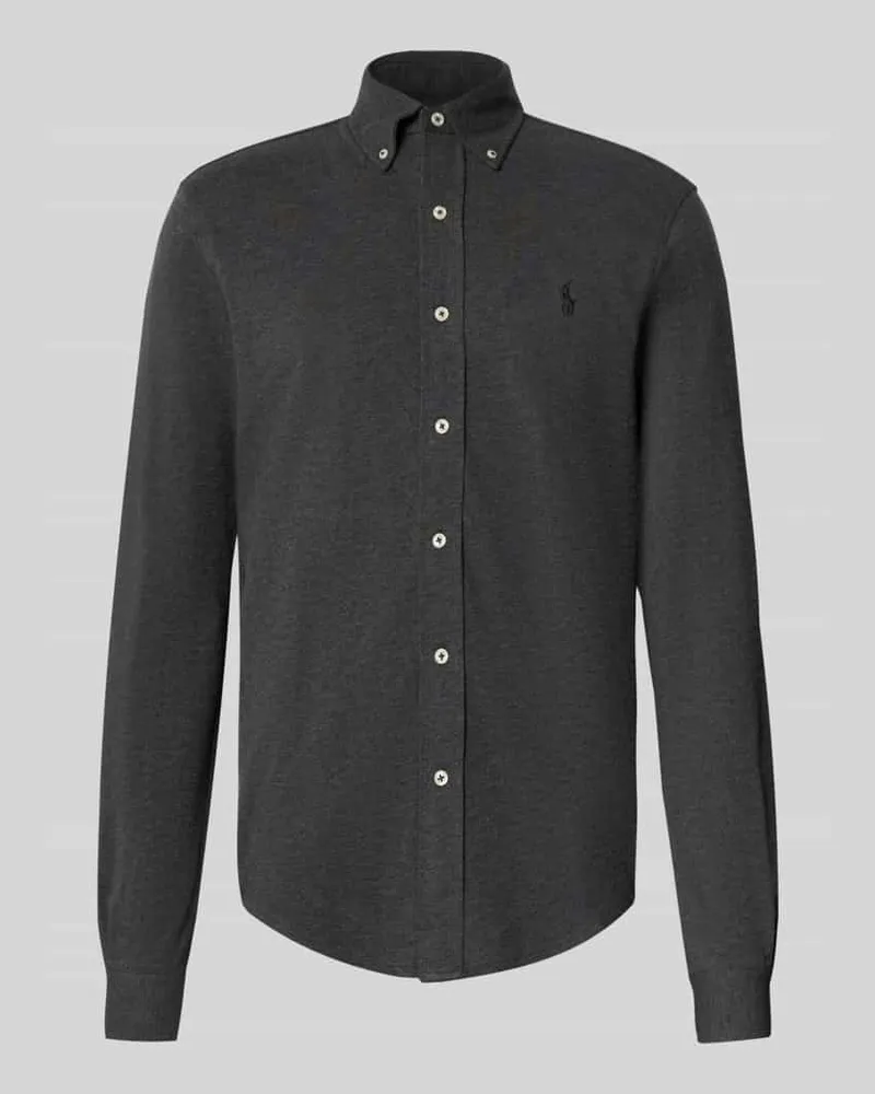 Ralph Lauren Regular Fit Freizeithemd mit Button-Down-Kragen Anthrazit