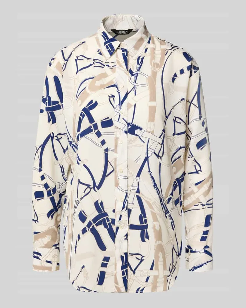 Ralph Lauren Bluse im Allover-Look mit Knopfleiste Modell 'KOTTA Offwhite