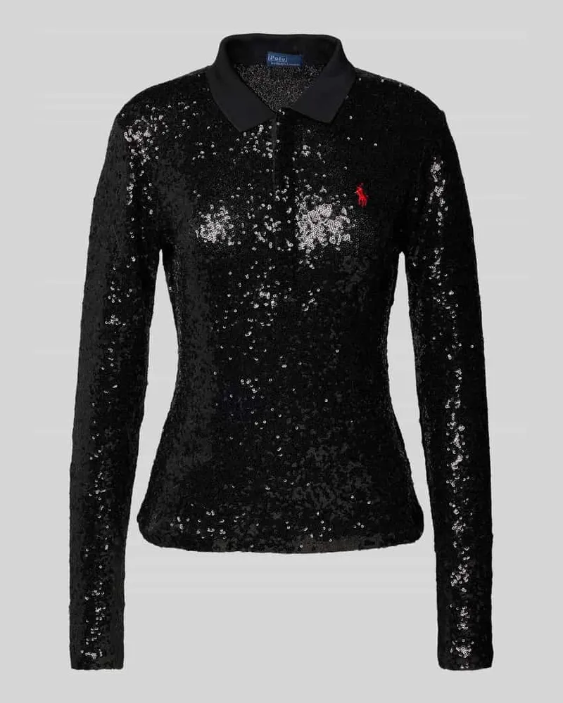 Ralph Lauren Poloshirt mit Paillettenbesatz Modell 'JULIE Black