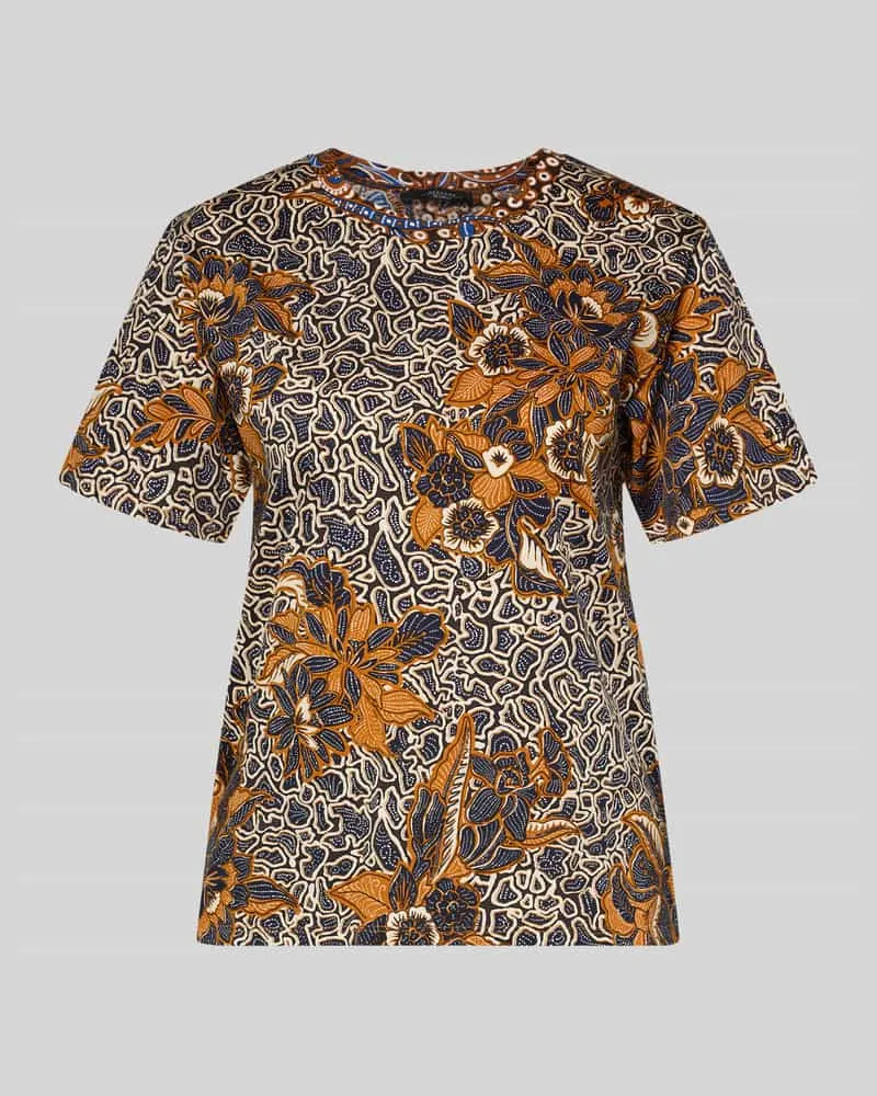Max Mara Regular Fit T-Shirt aus reiner Baumwolle Modell 'BUSSOLA Mittelbraun