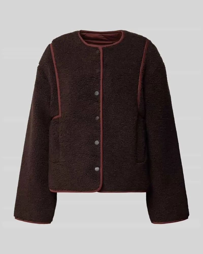 Lanius Steppjacke mit Rundhalsausschnitt und Eingrifftaschen Bordeaux