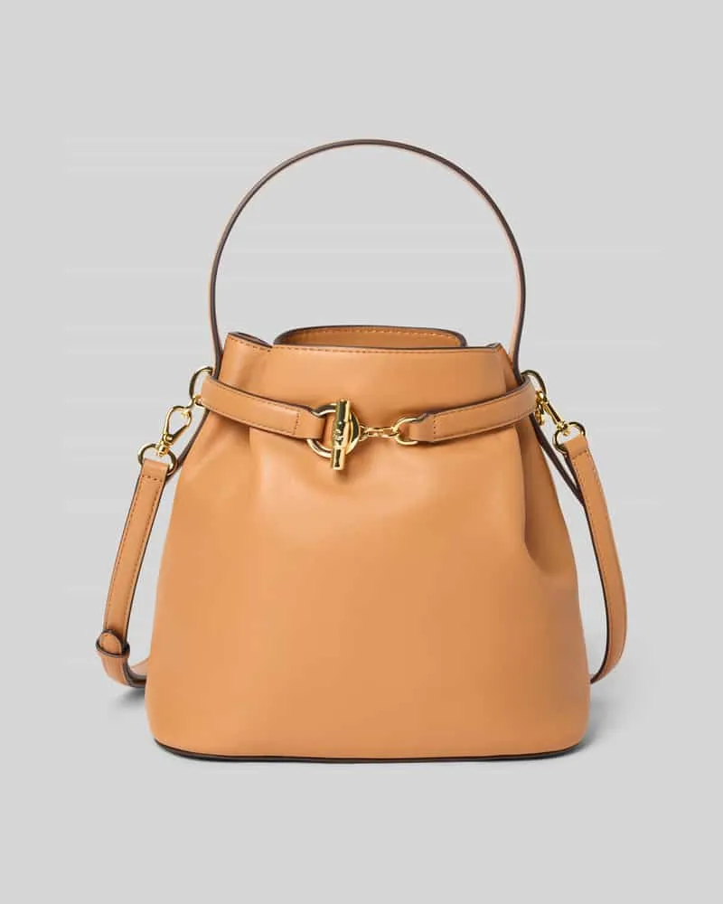 Ralph Lauren Bucket Bag aus echtem Rindsleder Hellbraun