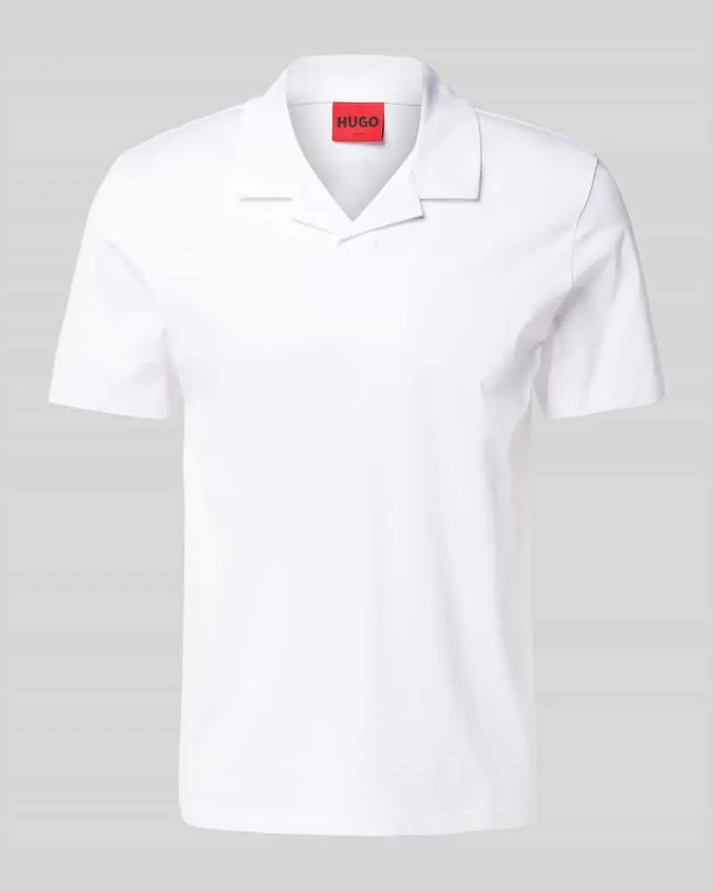 HUGO BOSS Poloshirt mit V-Ausschnitt Modell 'Dimerspolo Weiss