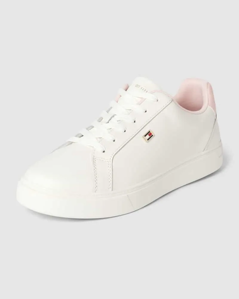 Tommy Hilfiger Ledersneaker mit Logo-Applikation Hellrosa