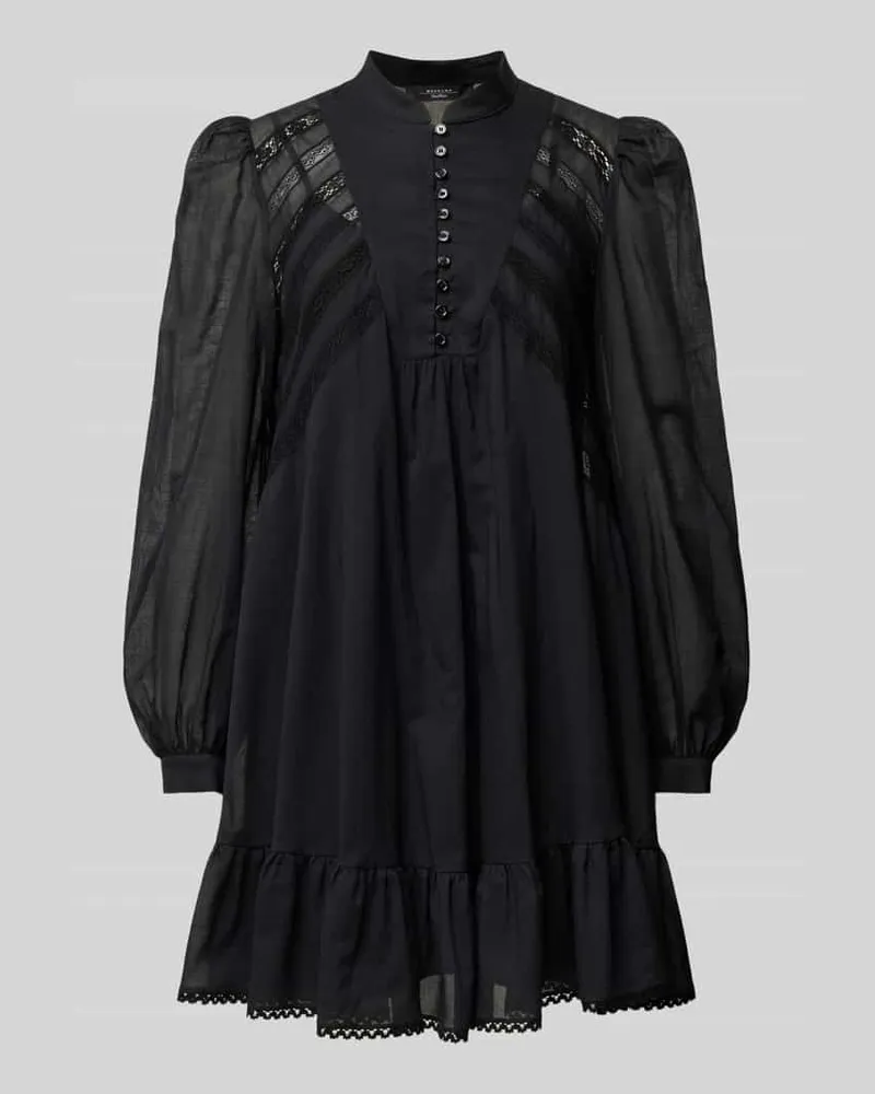 Max Mara Minikleid mit Stehkragen und Knopfleiste Black