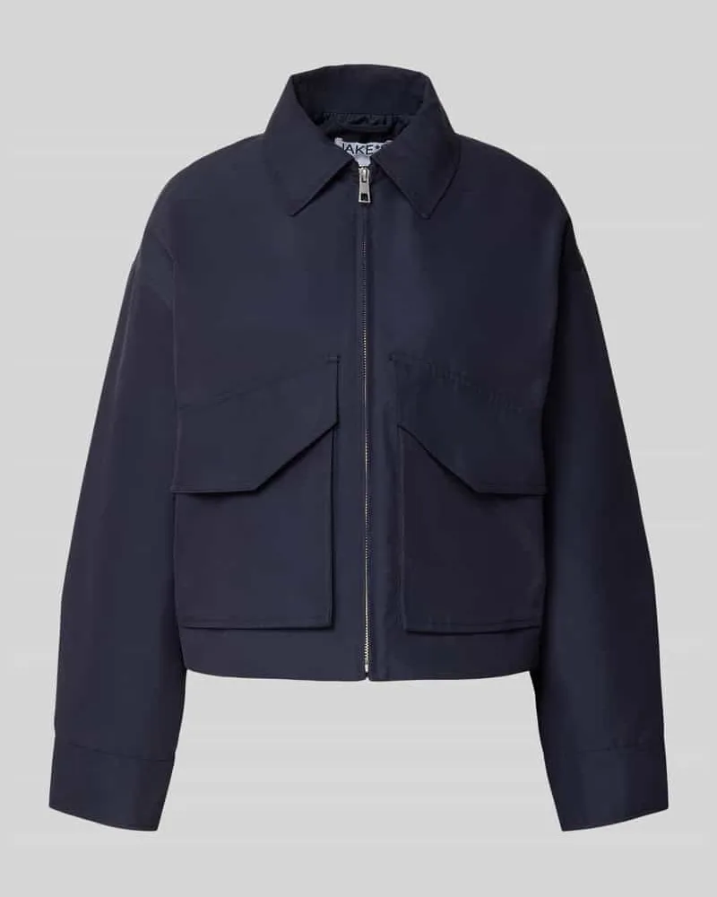 JAKE*S Jacke mit Umlegekragen und Pattentaschen Marine