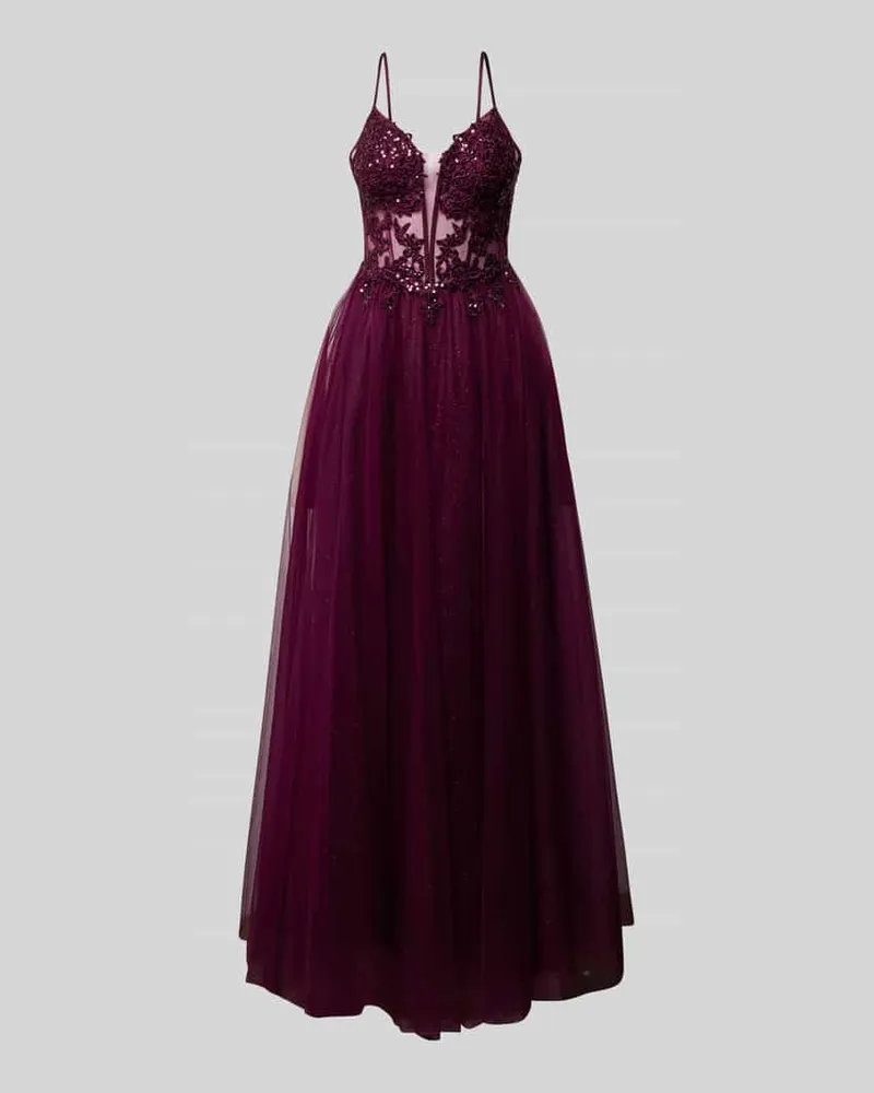 LUXUAR Abendkleid mit Paillettenbesatz Pflaume