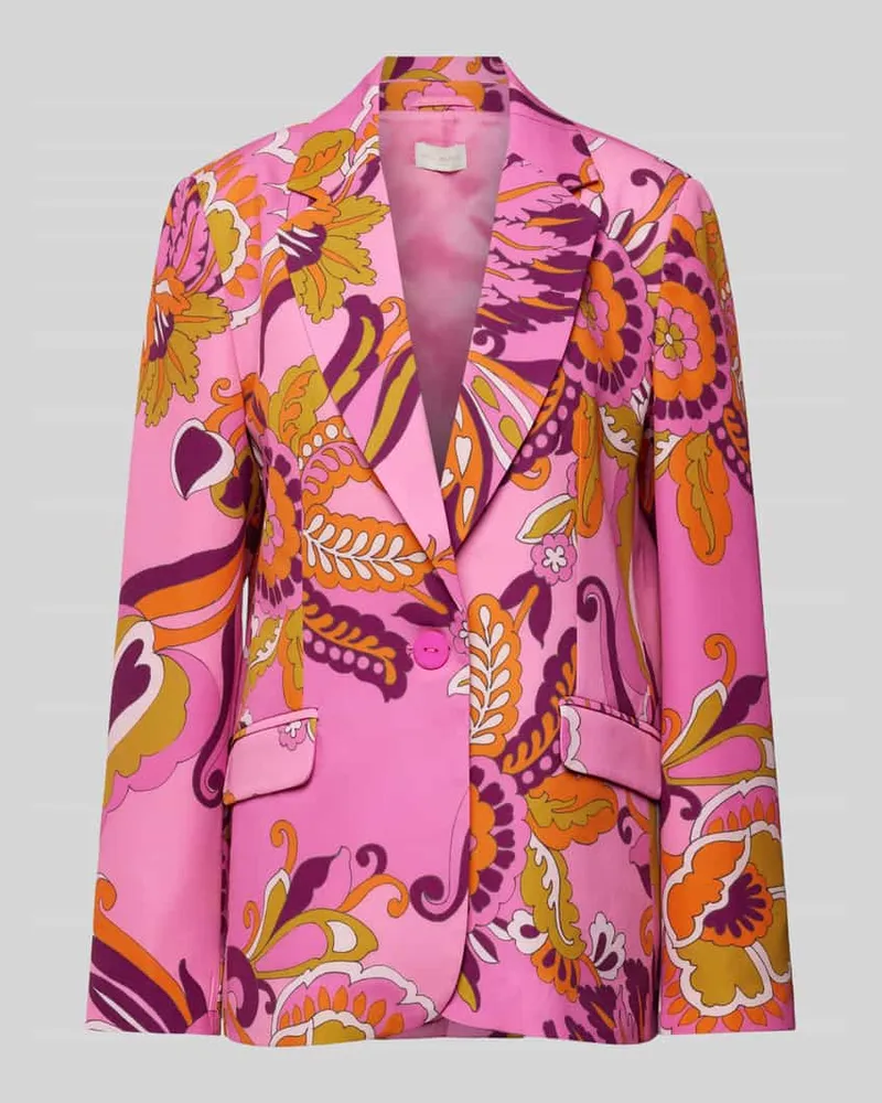 Milano Italy Blazer mit Allover-Muster und Pattentaschen Pink