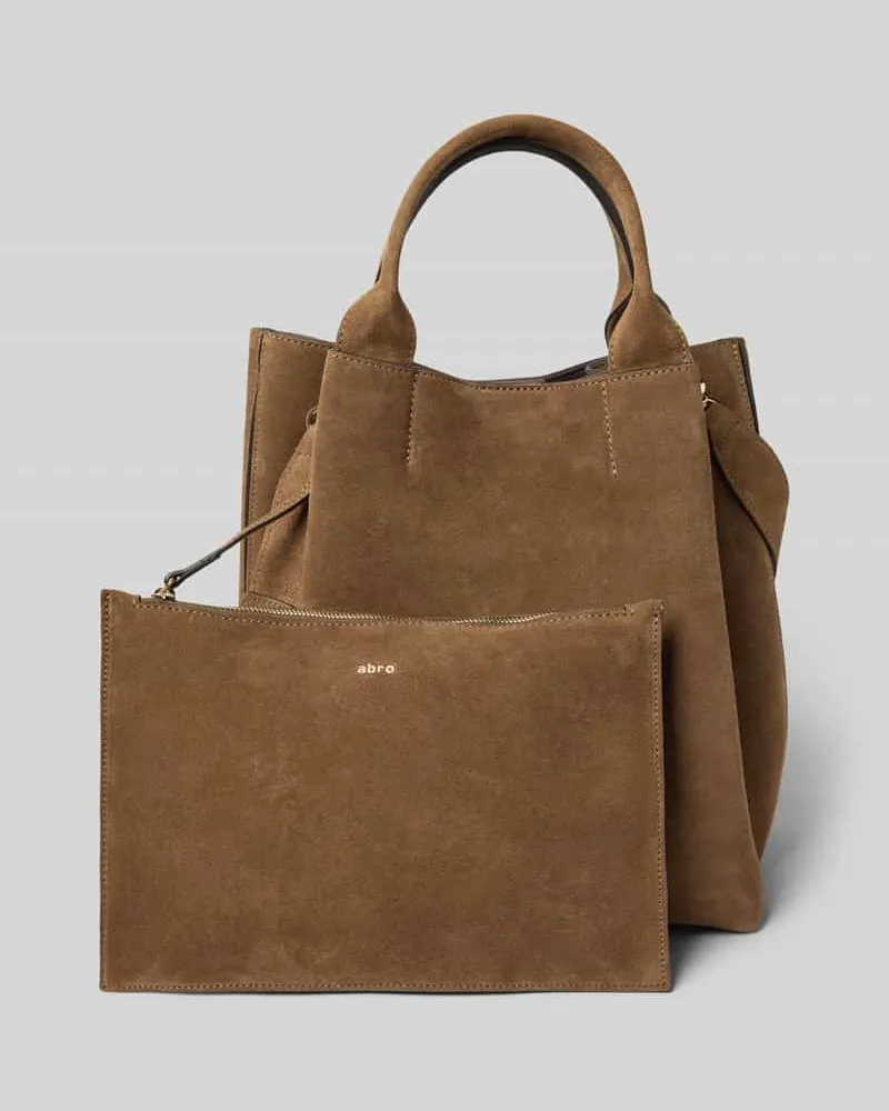 Abro Shopper aus echtem Leder mit herausnehmbarer Kosmetiktasche Khaki