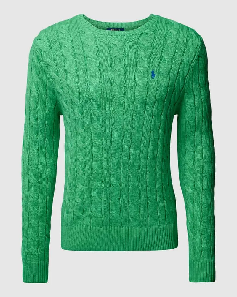 Ralph Lauren Strickpullover mit Logo-Patch mit Zopfmuster Gruen