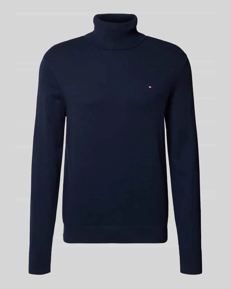 Tommy Hilfiger Regular Fit Rollkragenpullover aus Baumwoll-Kaschmir-Mix Marine