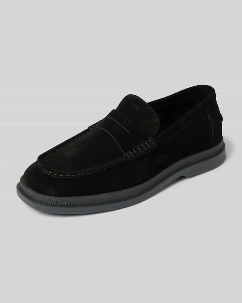 HUGO BOSS Lederloafers mit Label-Details Modell 'Chaol Black