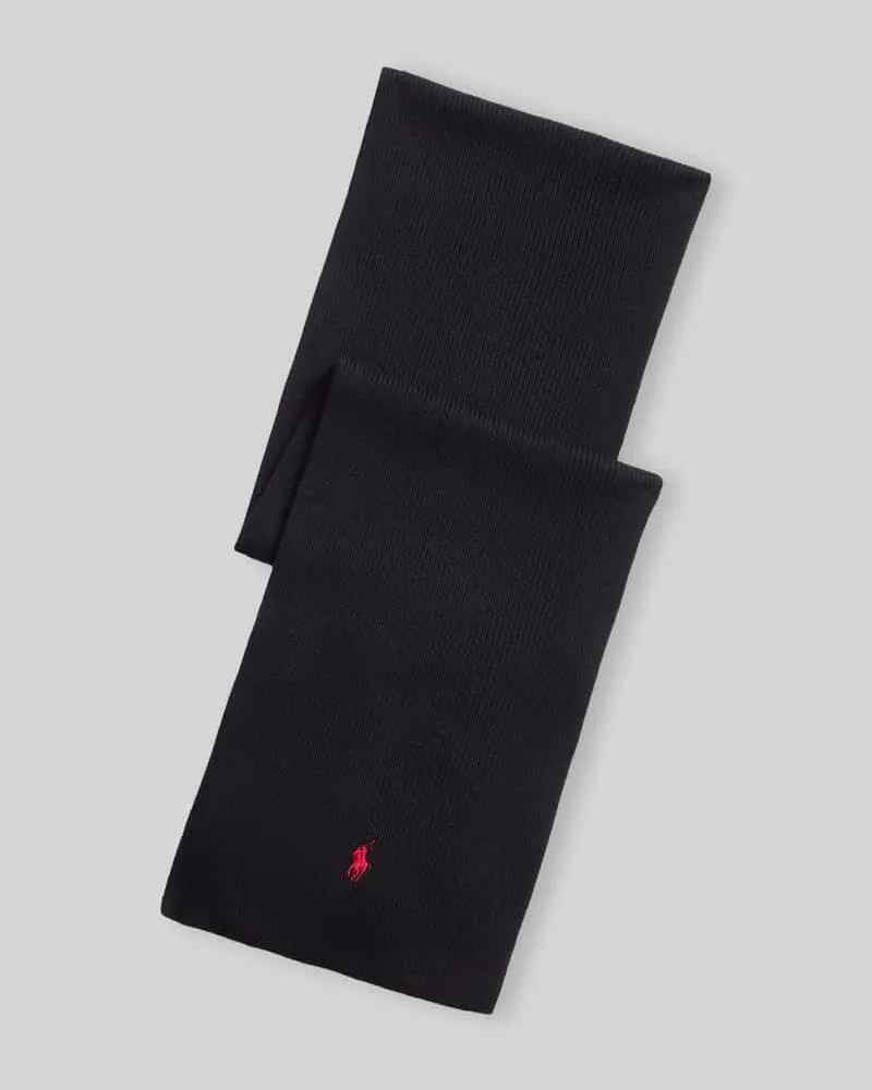 Ralph Lauren Schal aus reiner Wolle mit Logo-Stitching Black