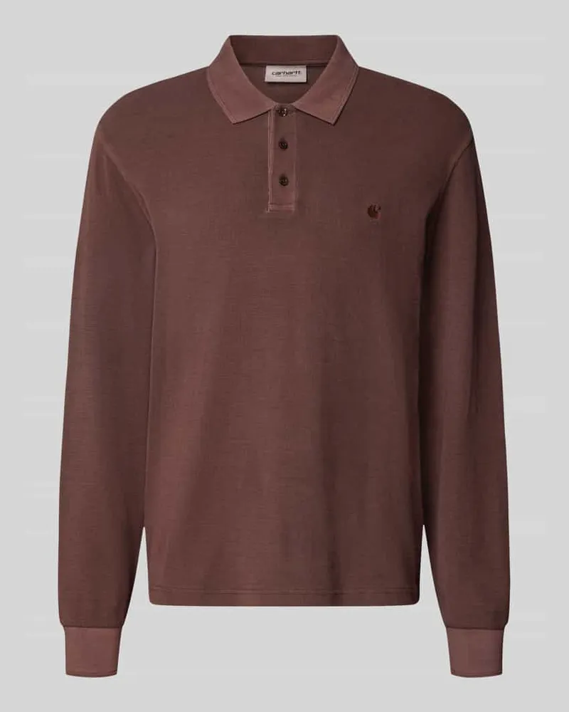 Carhartt WIP Relaxed Fit Poloshirt aus reiner Baumwolle mit Label-Stitching Dunkelrot