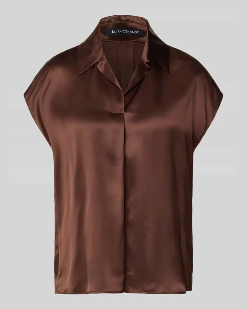 Luisa Cerano Regular Fit Hemdbluse aus reiner Seide Dunkelbraun