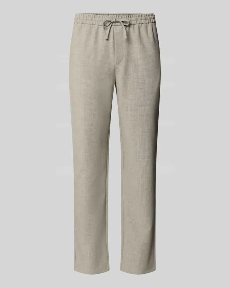 LES DEUX Kleingemusterte Hose mit elastischem Bund Sand