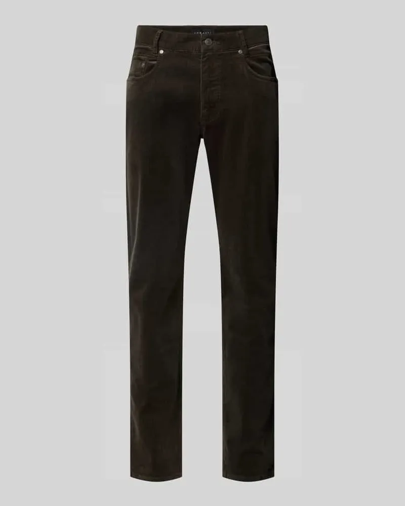 Bugatti Straight Fit Cordhose aus elastischem Baumwoll-Mix Oliv