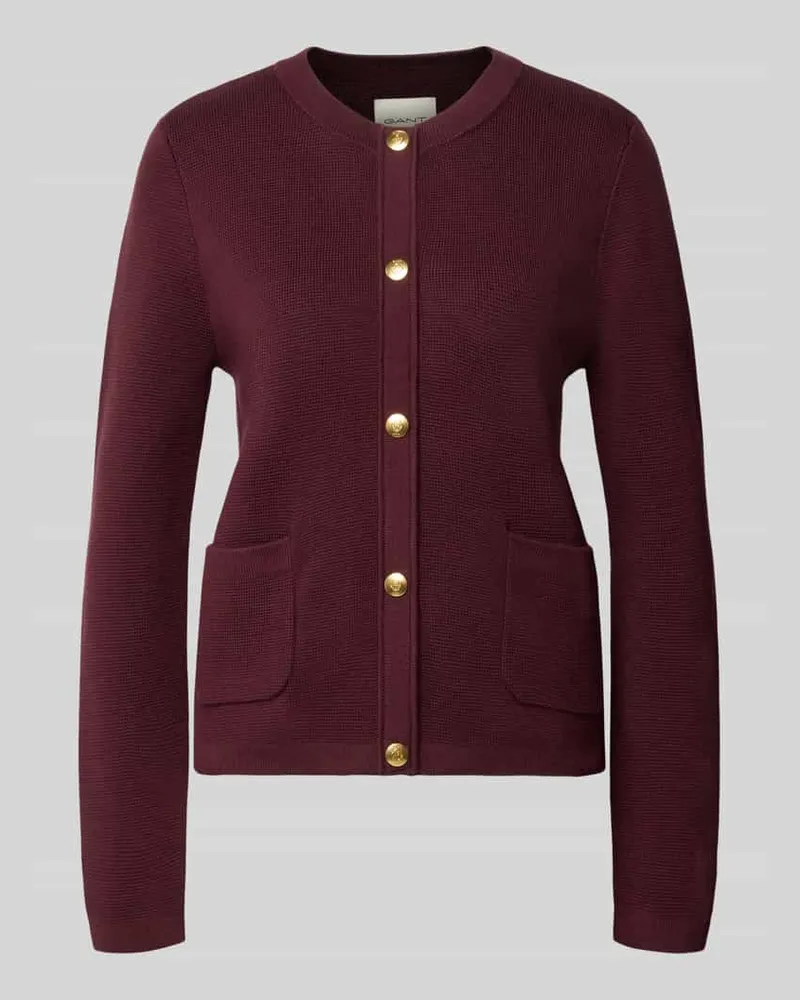 Gant Regular Fit Strickjacke aus reiner Baumwolle Bordeaux