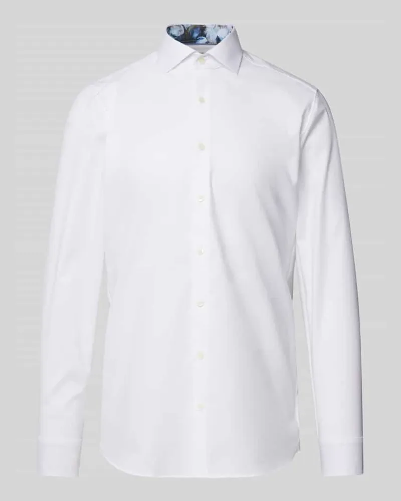 Olymp Slim Fit Businesshemd mit Knopfleiste Weiss