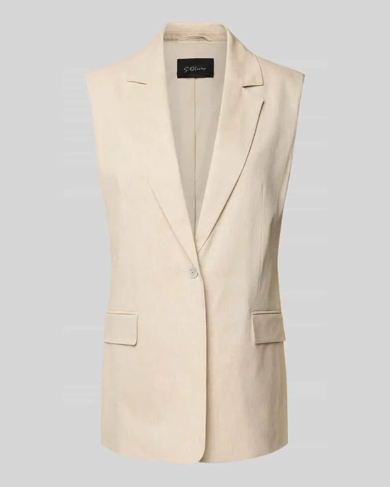 S.Oliver Relaxed Fit Weste aus Baumwoll-Mix mit Leinen Sand