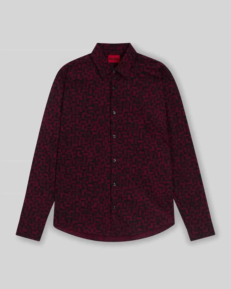 HUGO BOSS Slim Fit Freizeithemd aus reiner Baumwolle Modell 'ERMO Bordeaux