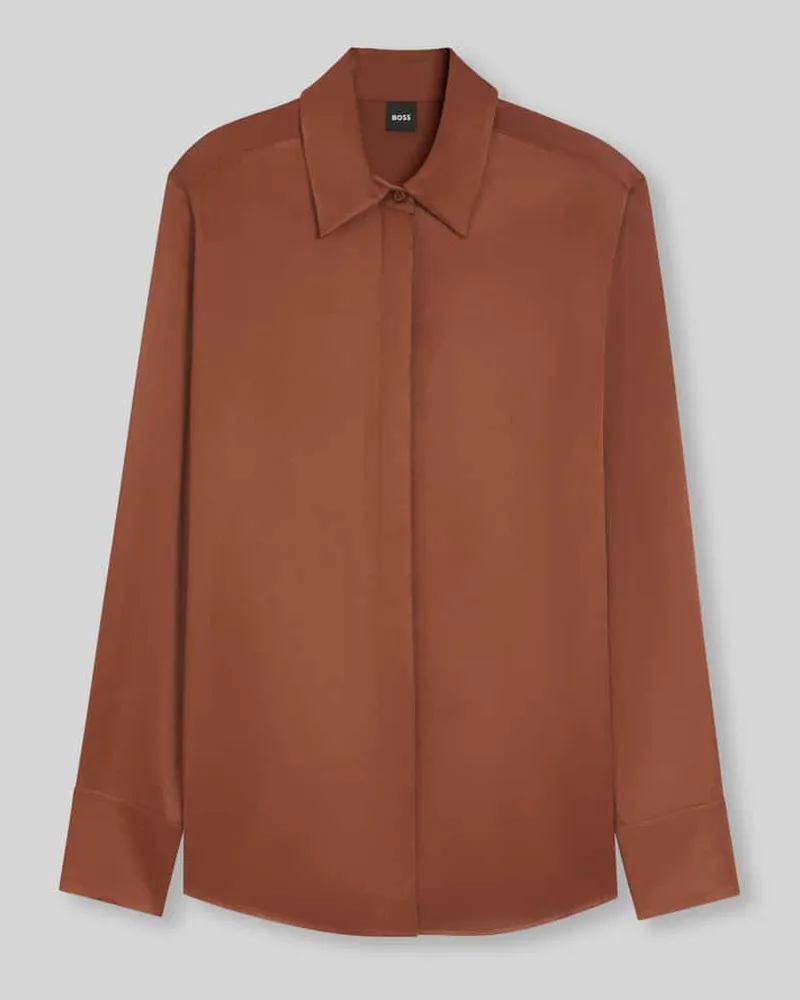 HUGO BOSS Regular Fit Bluse aus reiner Viskose Modell 'BERUTA2 Cognac