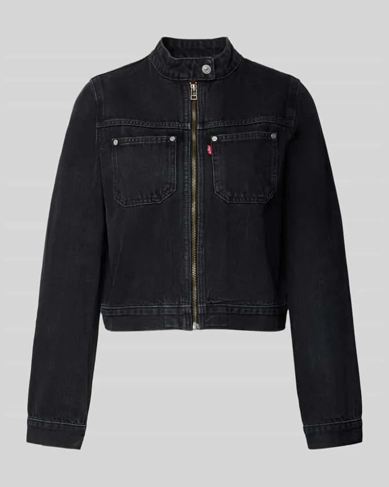 Levi's Cropped Jeansjacke mit Brusttaschen Modell 'MOTO TRUCKER Dunkelblau