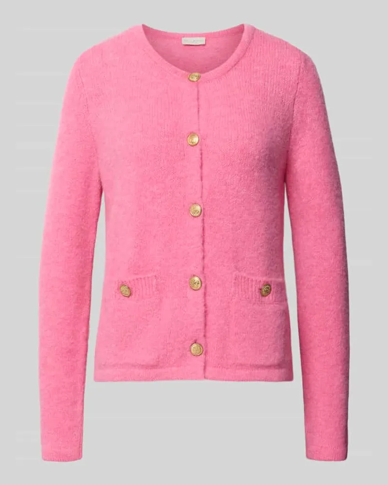 Milano Italy Strickjacke mit Rundhalsausschnitt und Knopfleiste Pink