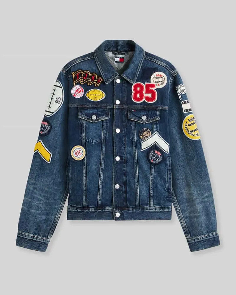 Tommy Hilfiger Regular Fit Bomberjacke aus reiner Baumwolle Jeansblau