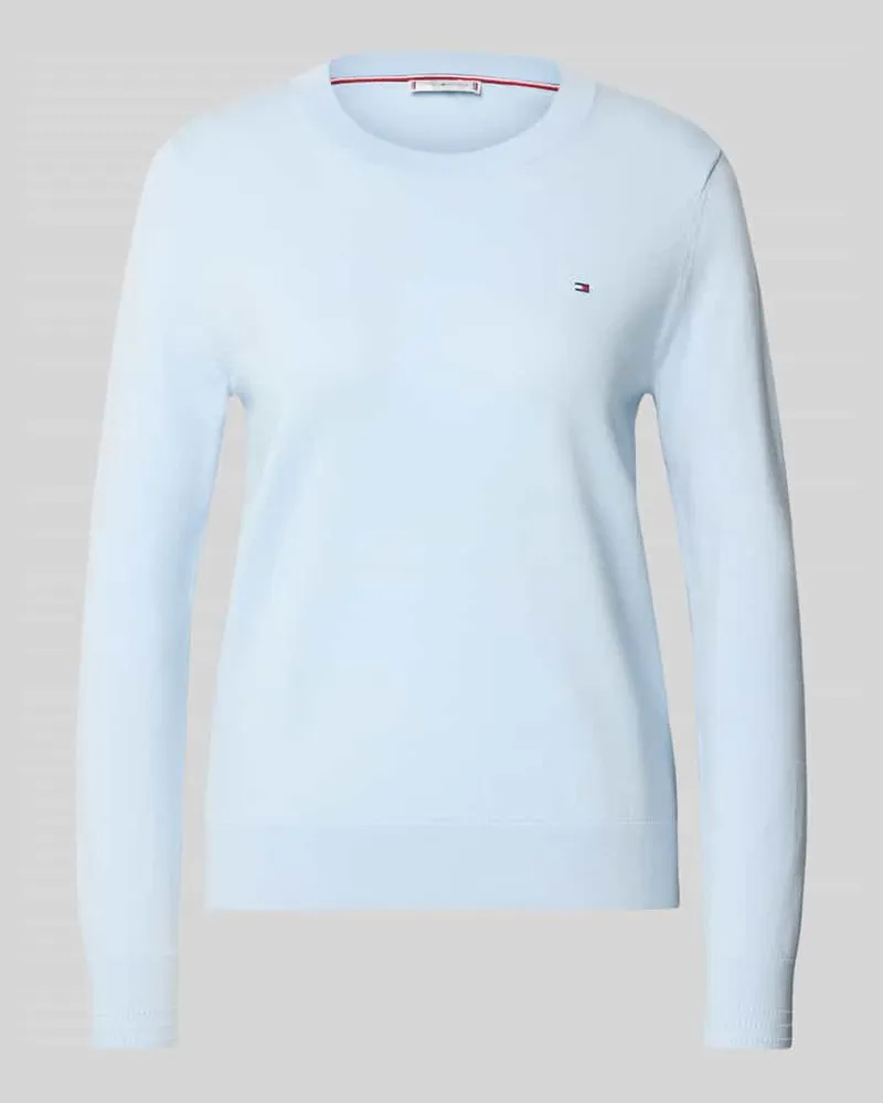 Tommy Hilfiger Regular Fit Strickpullover aus Baumwoll-Mix Hellblau