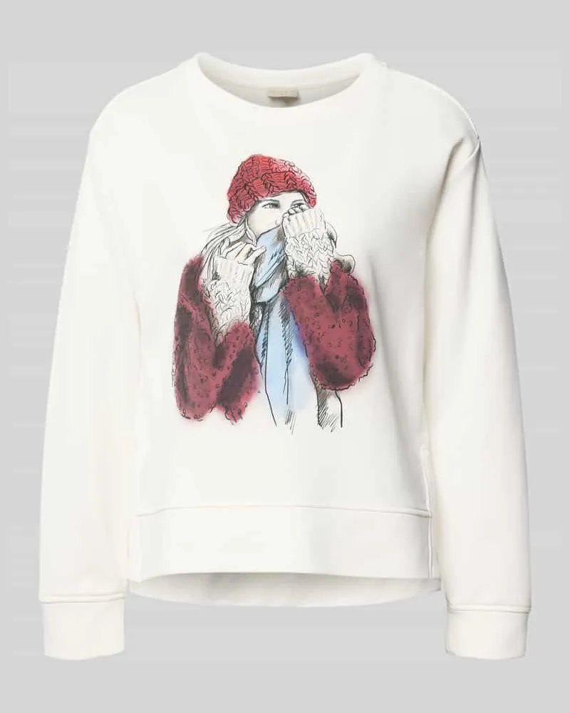 Milano Italy Sweatshirt mit Motiv-Print und Rundhalsausschnitt Offwhite