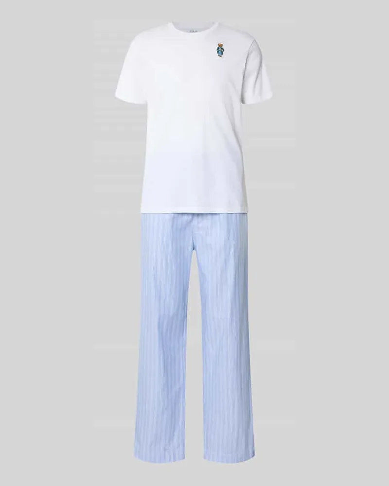 Ralph Lauren Relaxed Fit Pyjama Set mit Logo-Stitching Modell 'Sleep Hellblau